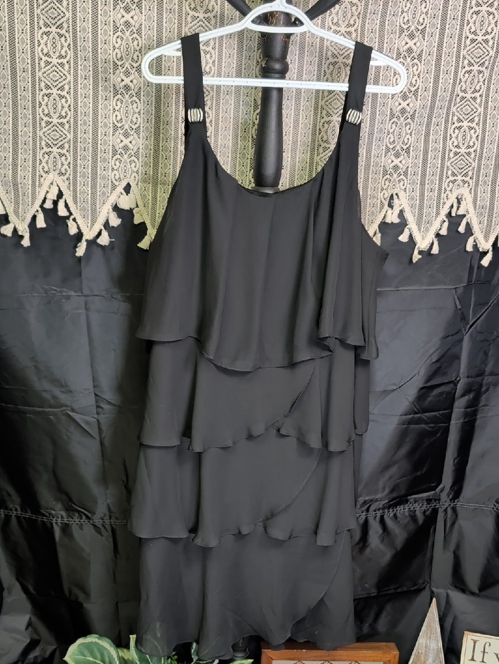 NWT dressbarn Black Dress Ladies 20W Plus 20 W Little Black Dress Ruffles